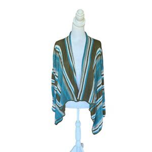 Indigenous Cardigan Sweater Open Front Waterfall Organic Cotton Womens Small